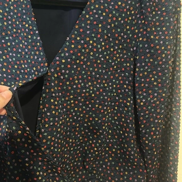 Madewell Blue Long Sleeve Wrap Blouse - Picture 6 of 6